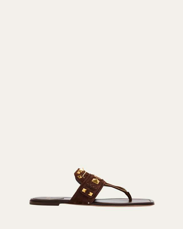 Rockstud Suede Thong Sandals